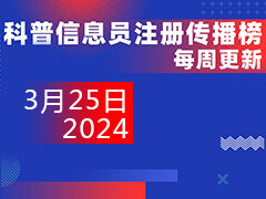 2024年重庆市科普中国信息员注册传播榜（更新于3月25日）